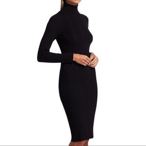L’AGENCE Women’s Jeanne Black Knit Turtleneck Midi Sweater Dress
